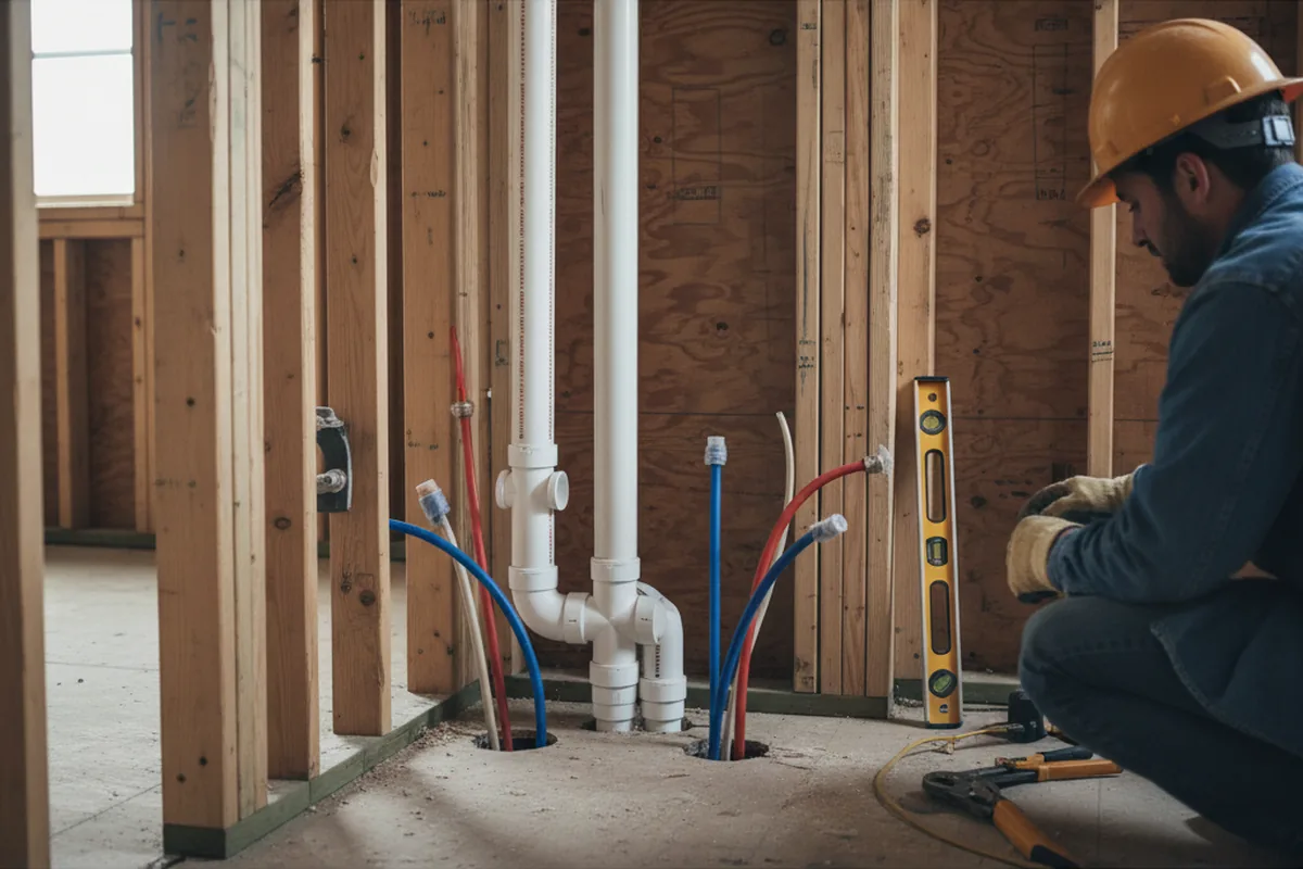 Drain and supply rough-in during Sump Pump Repair in Tasley