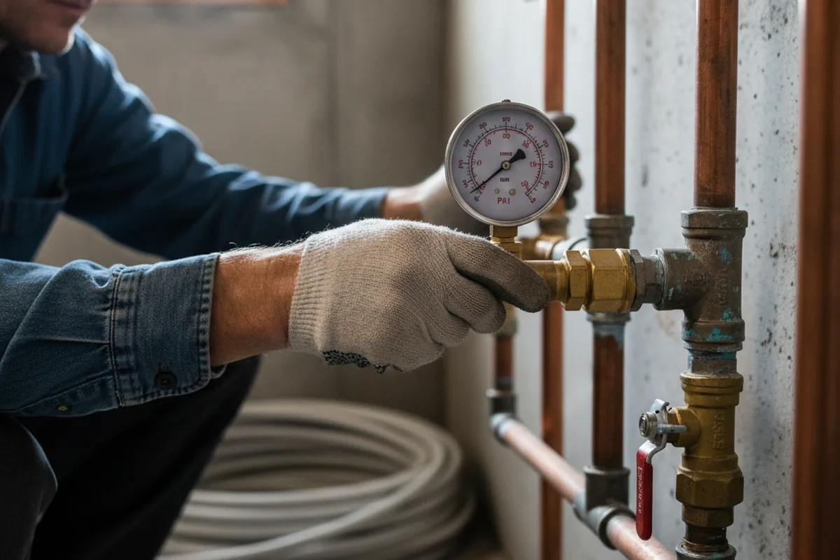 Pressure testing a repaired line during Water Line Repair in Tasley